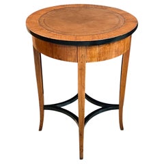 Austrian Biedermeier Circular Work Table with Ebonized Highlights