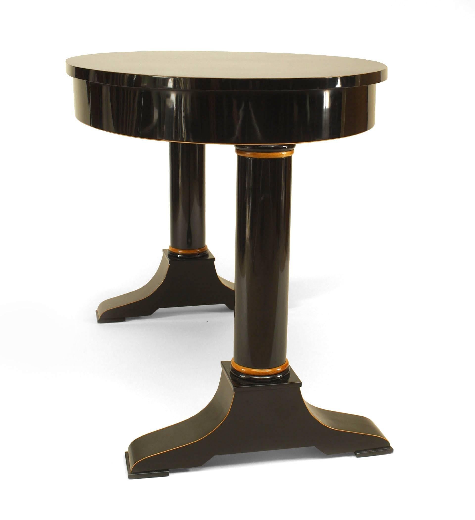 19th Century Austrian Biedermeier Ebonized Oval Table Desk For Sale