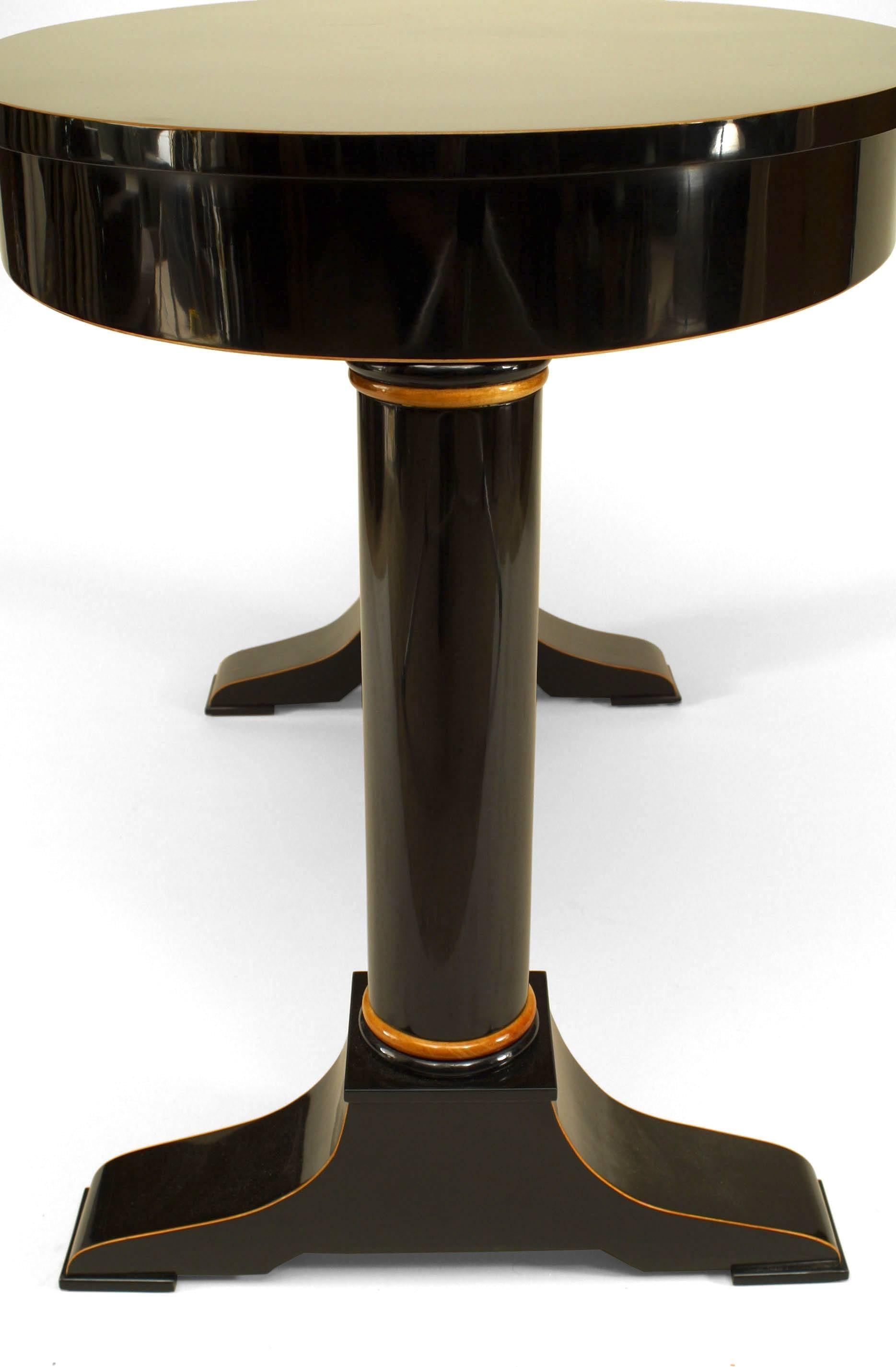 Wood Austrian Biedermeier Ebonized Oval Table Desk For Sale
