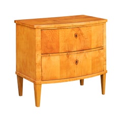 Austrian Biedermeier Honey Color 1870s Two-Drawer Veneered Bow-Front Commode Austrian Biedermeier Honey Color 1870s Two-Drawer Veneered Bow-Front Commode