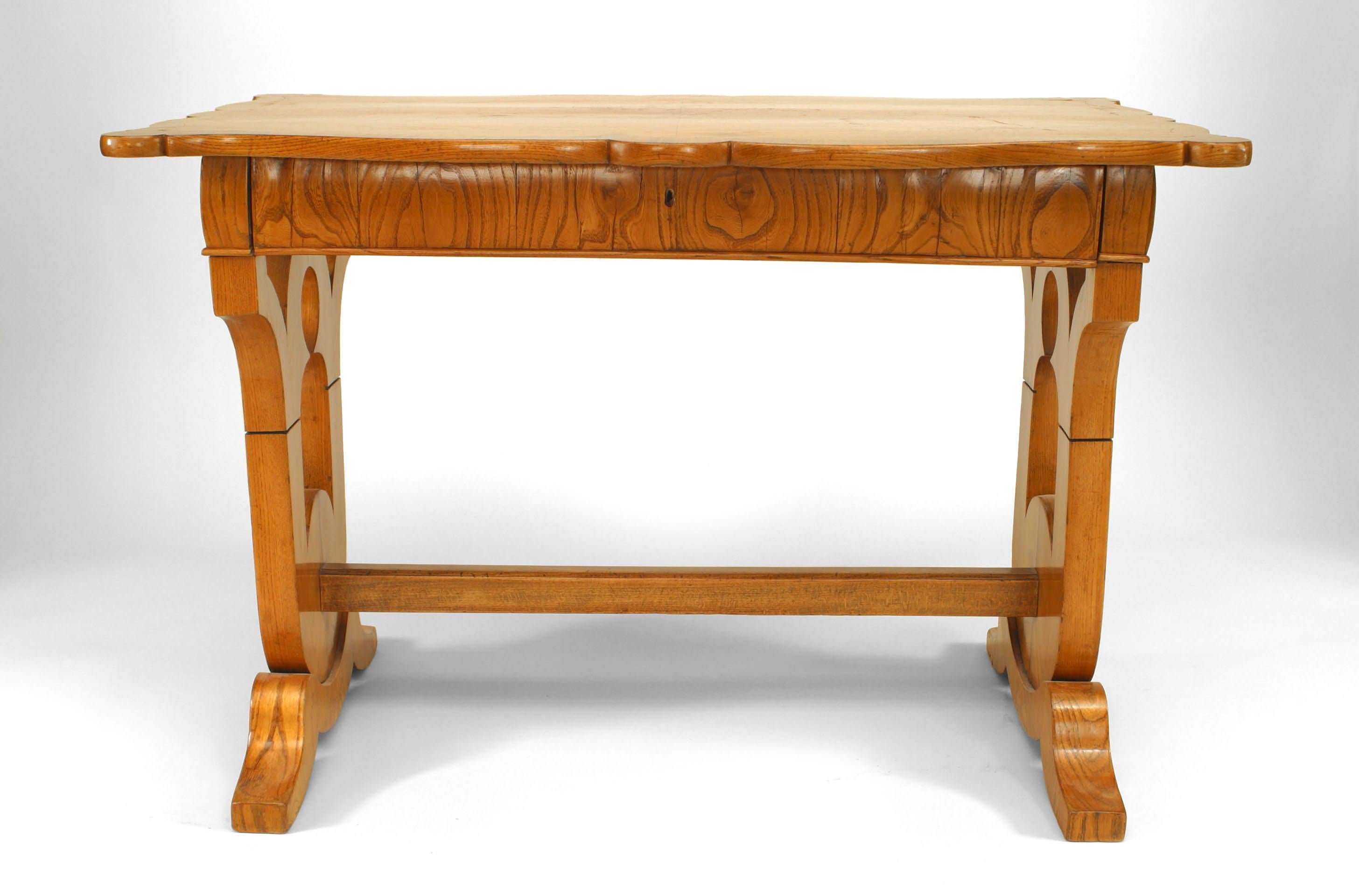 Austrian Biedermeier Ash and Fruitwood Table Desk In Good Condition For Sale In New York, NY