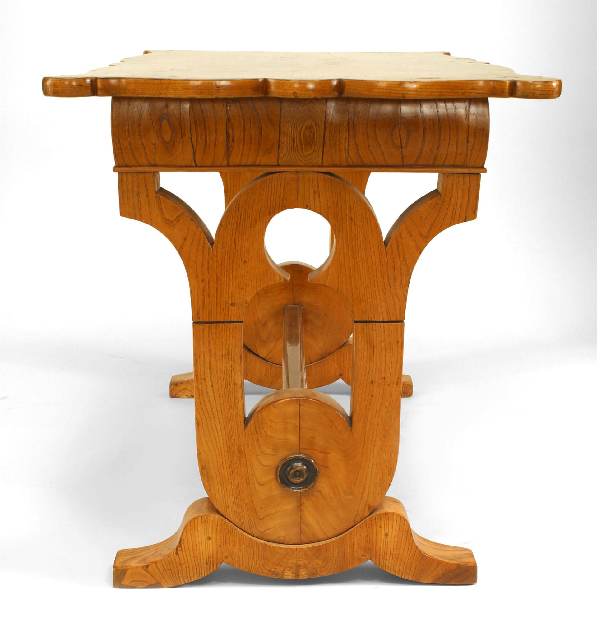 19th Century Austrian Biedermeier Ash and Fruitwood Table Desk For Sale
