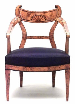 Austrian Biedermeier Birch Arm Chair