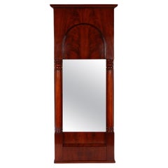 Espejo de muelle austriaco de caoba Biedermeier