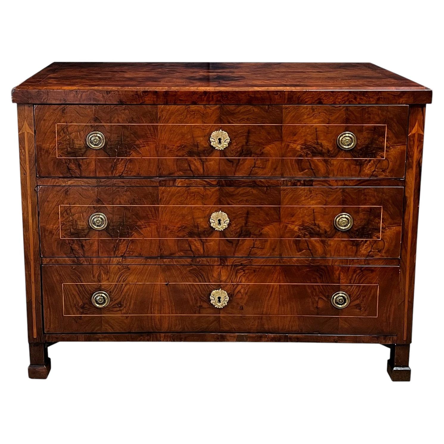 Austrian Biedermeier Mahogany Veneered Chest of Drawers For Sale