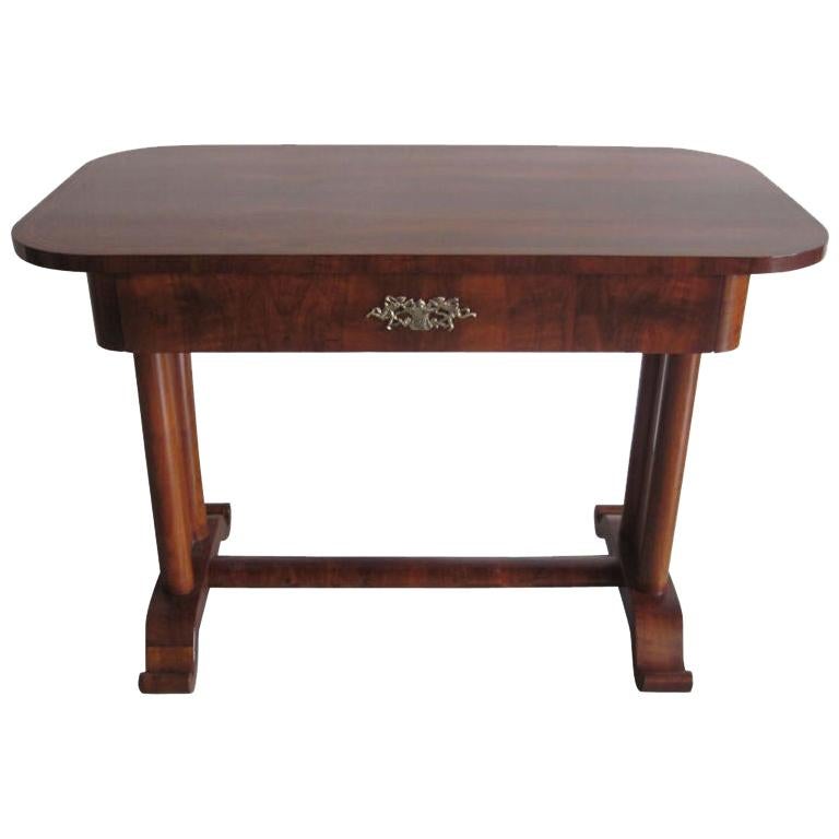 French Late Art Deco / Modern Neoclassical Desk / Console / Vanity in Walnut For Sale