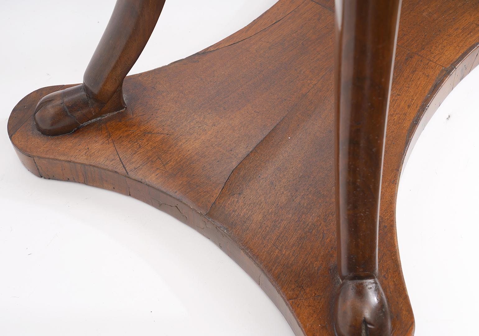 Austrian Biedermeier One Drawer Walnut Sewing Table on Animal Style Carved Legs 6