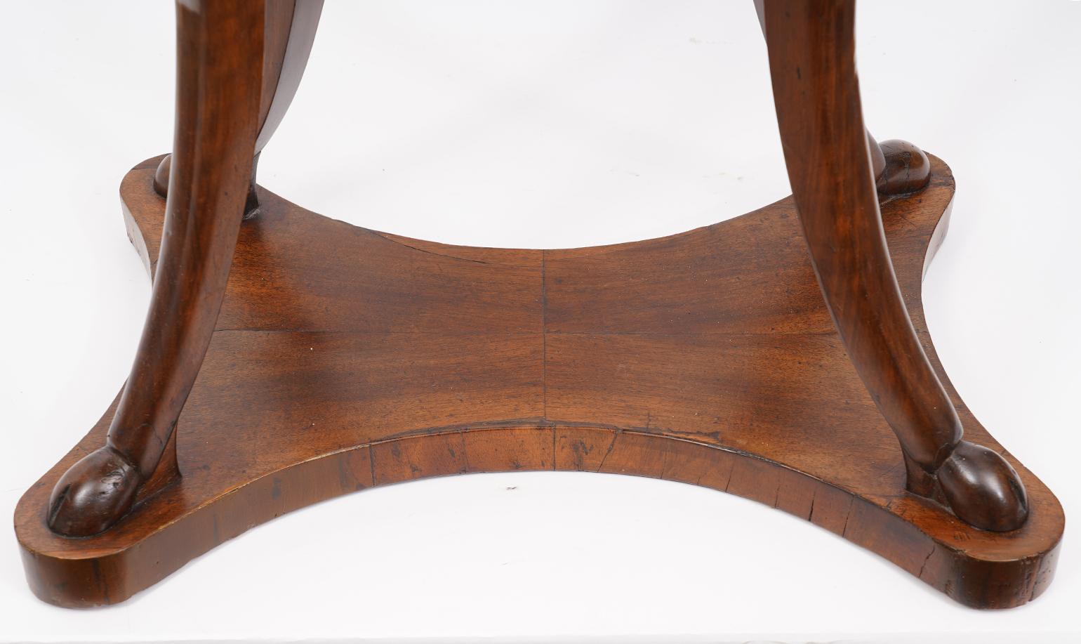 Austrian Biedermeier One Drawer Walnut Sewing Table on Animal Style Carved Legs 7