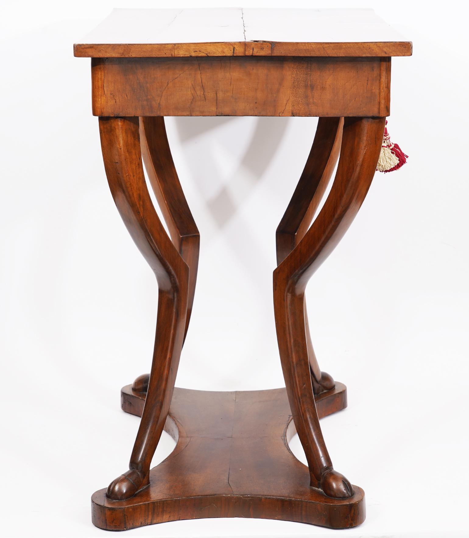 Austrian Biedermeier One Drawer Walnut Sewing Table on Animal Style Carved Legs 9