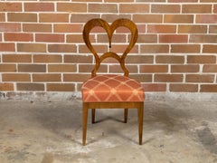 Austrian Biedermeier Period 1840s Walnut Chair with Heart-Shaped Back
