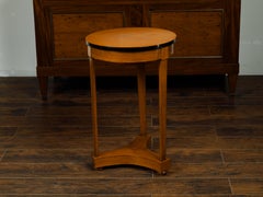 Austrian Biedermeier Period 1840s Walnut Guéridon Table with Ebonized Rim