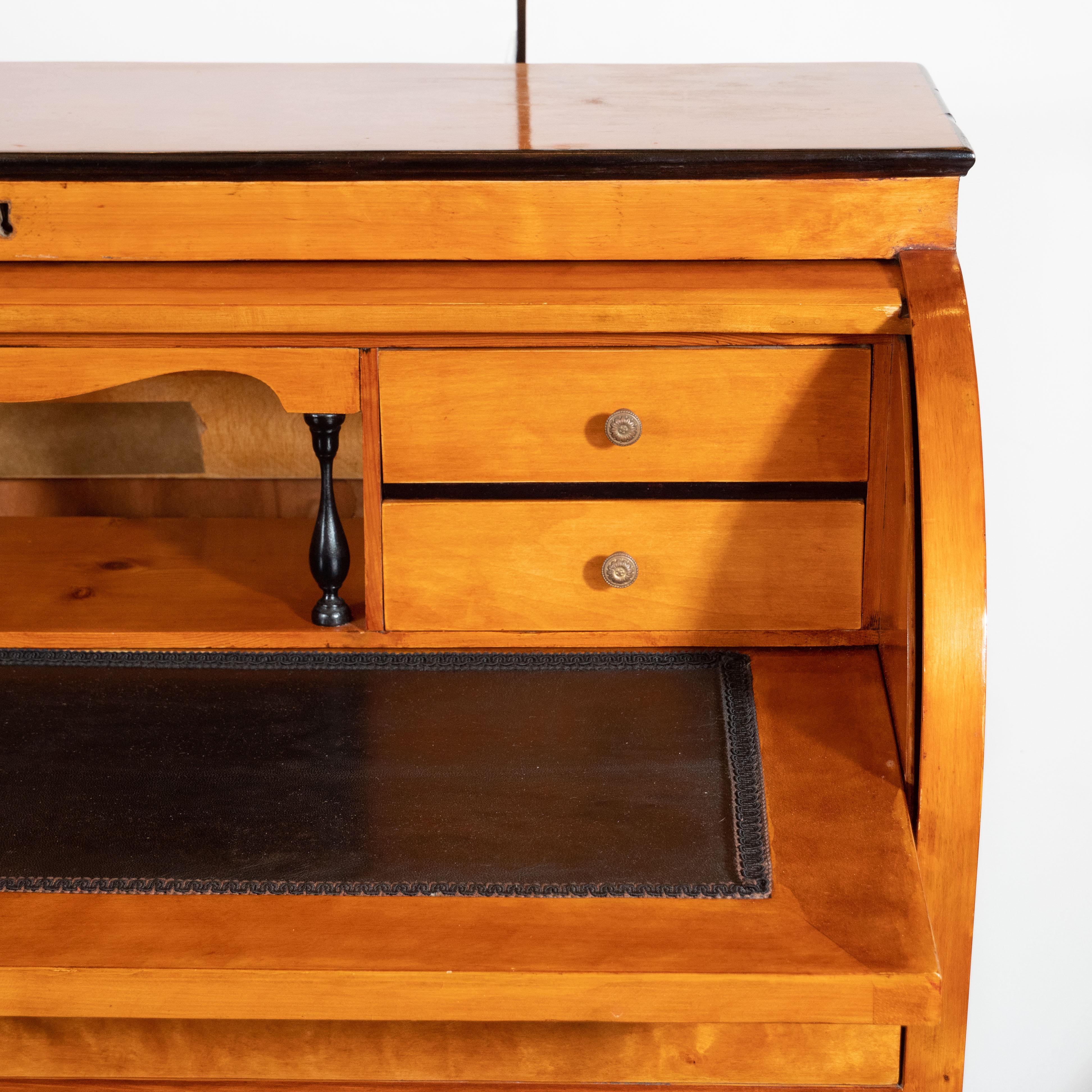 Austrian Biedermeier Roll Top Desk in Bird's-Eye Maple with Cabriolet Feet 5