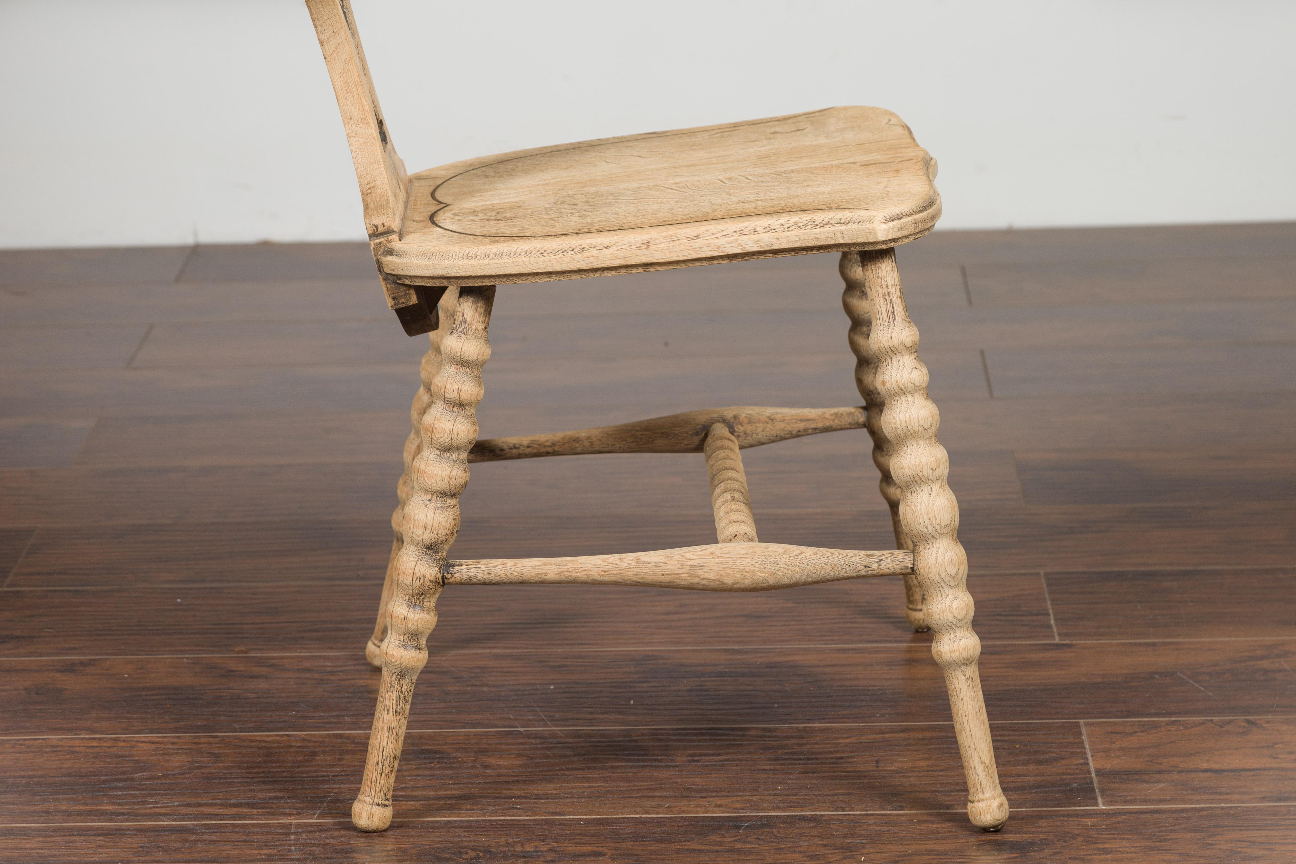 Austrian Biedermeier Style 1880s Bleached Chair with Bobbin Legs and Carved Back 6
