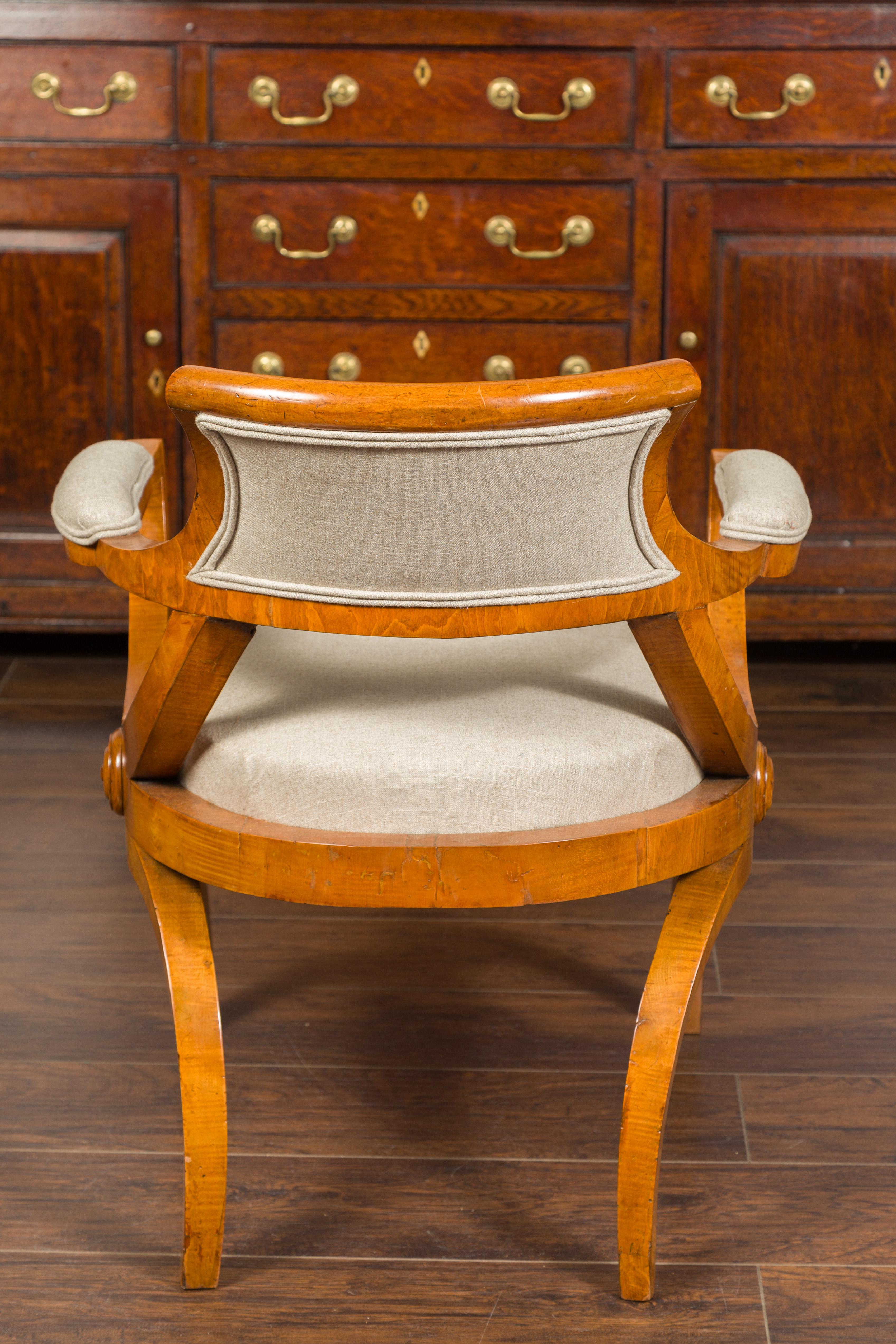 Austrian Biedermeier Style Walnut Armchair with New Upholstery, circa 1870 6