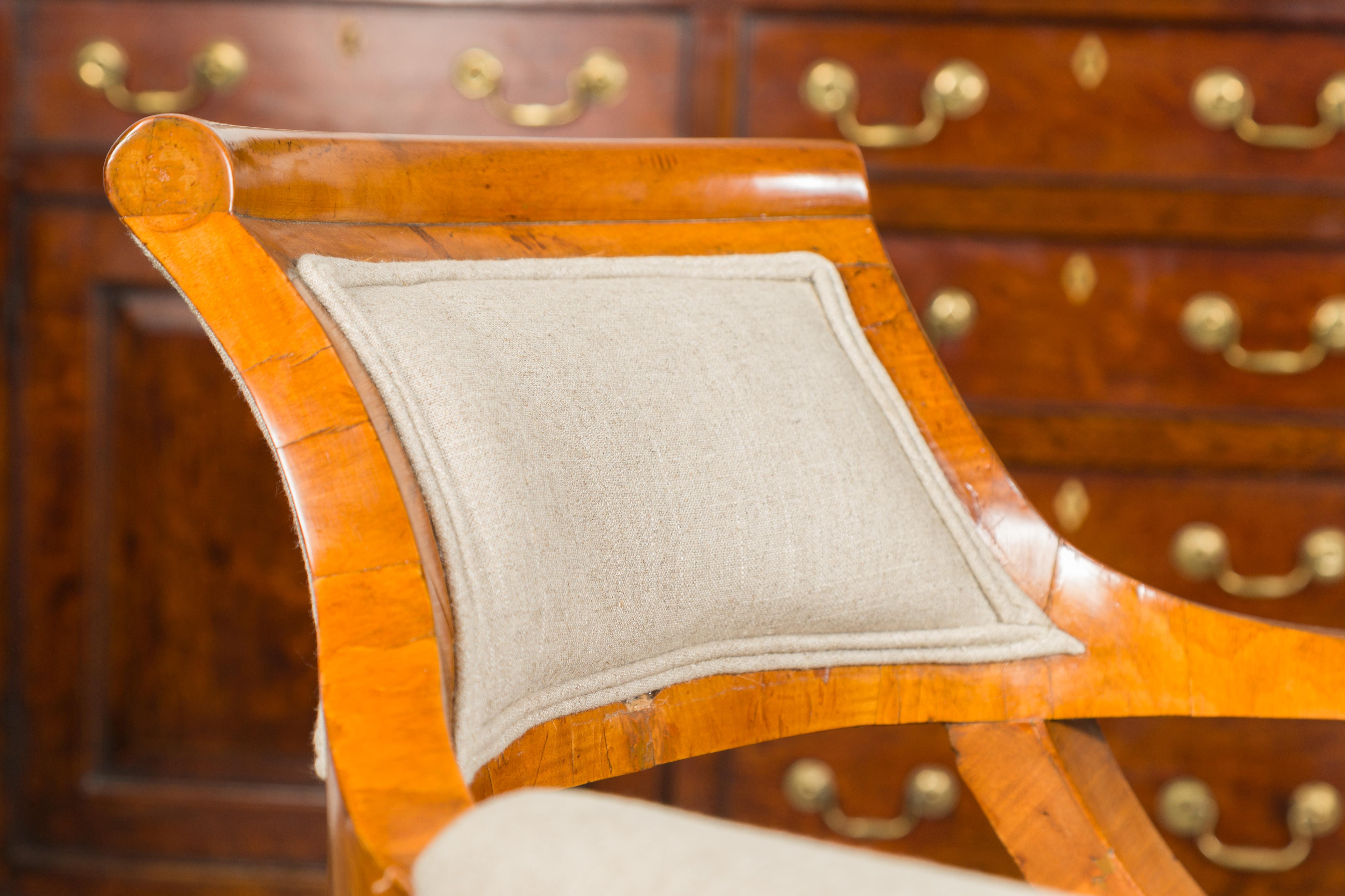 Austrian Biedermeier Style Walnut Armchair with New Upholstery, circa 1870 1