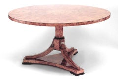 Austrian Biedermeier Burl Maple Sunburst Dining Table