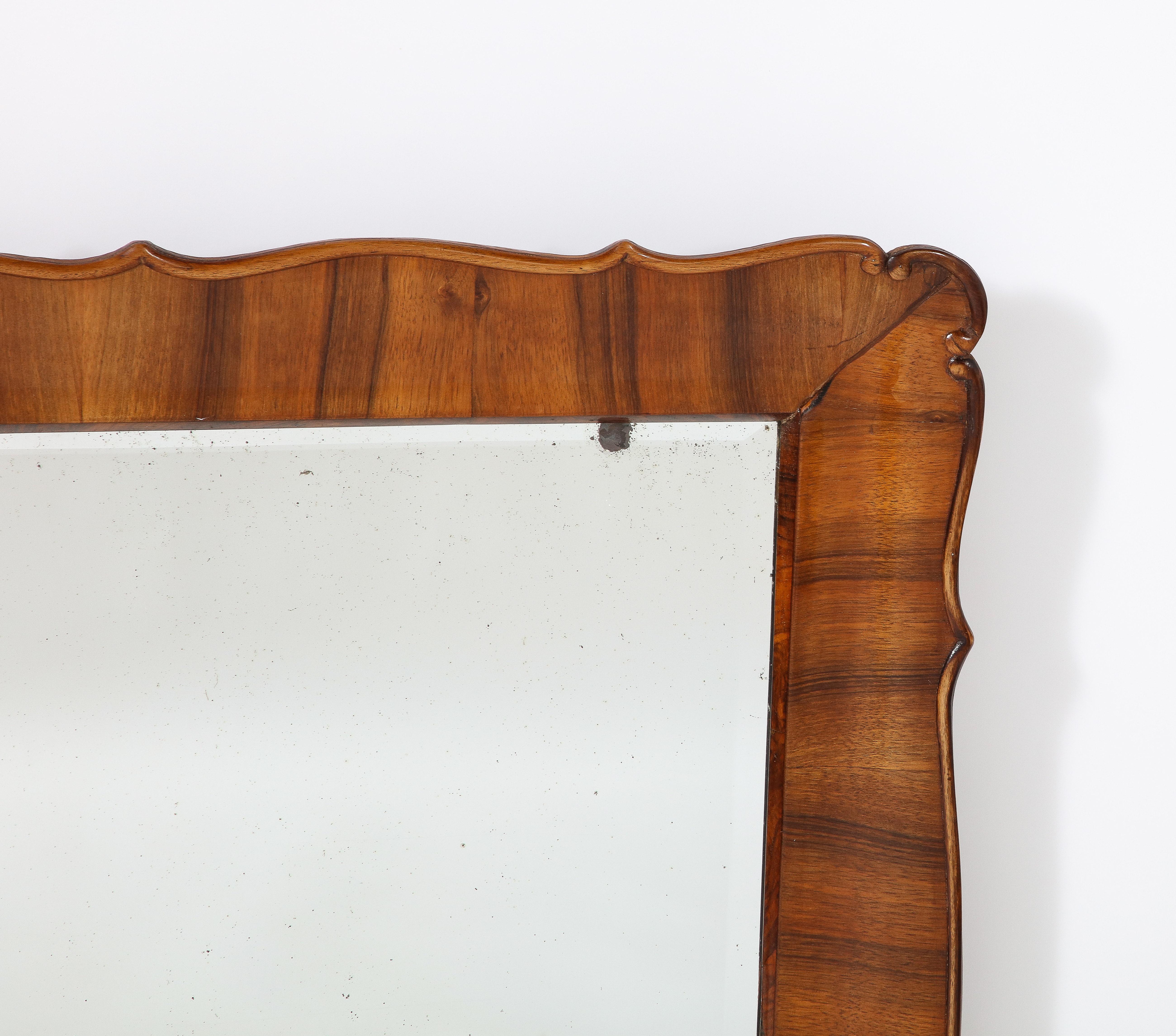 Mid-19th Century Austrian Biedermeier Walnut Hand-Carved Mirror, circa 1840 For Sale