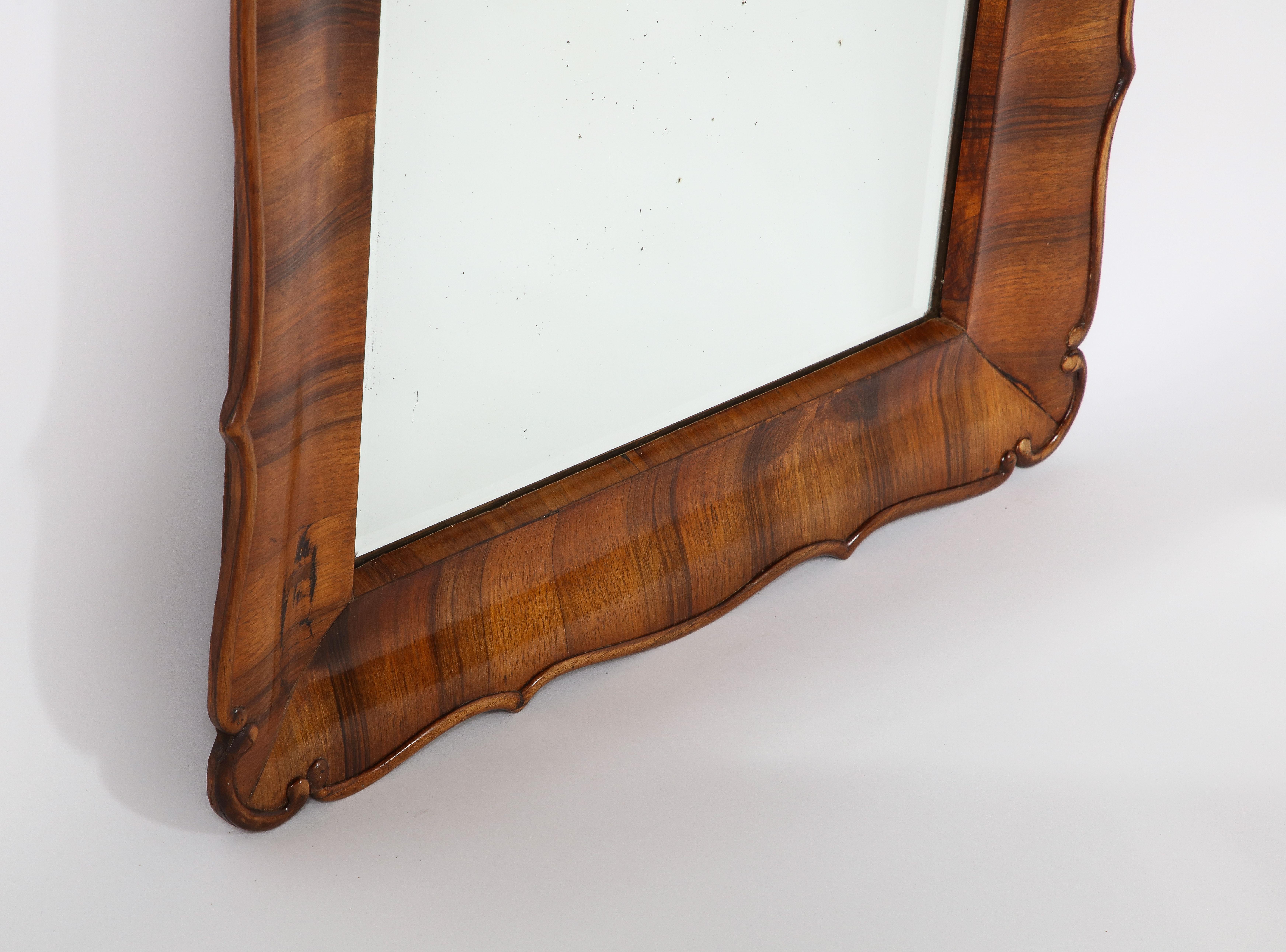 Austrian Biedermeier Walnut Hand-Carved Mirror, circa 1840 For Sale 3