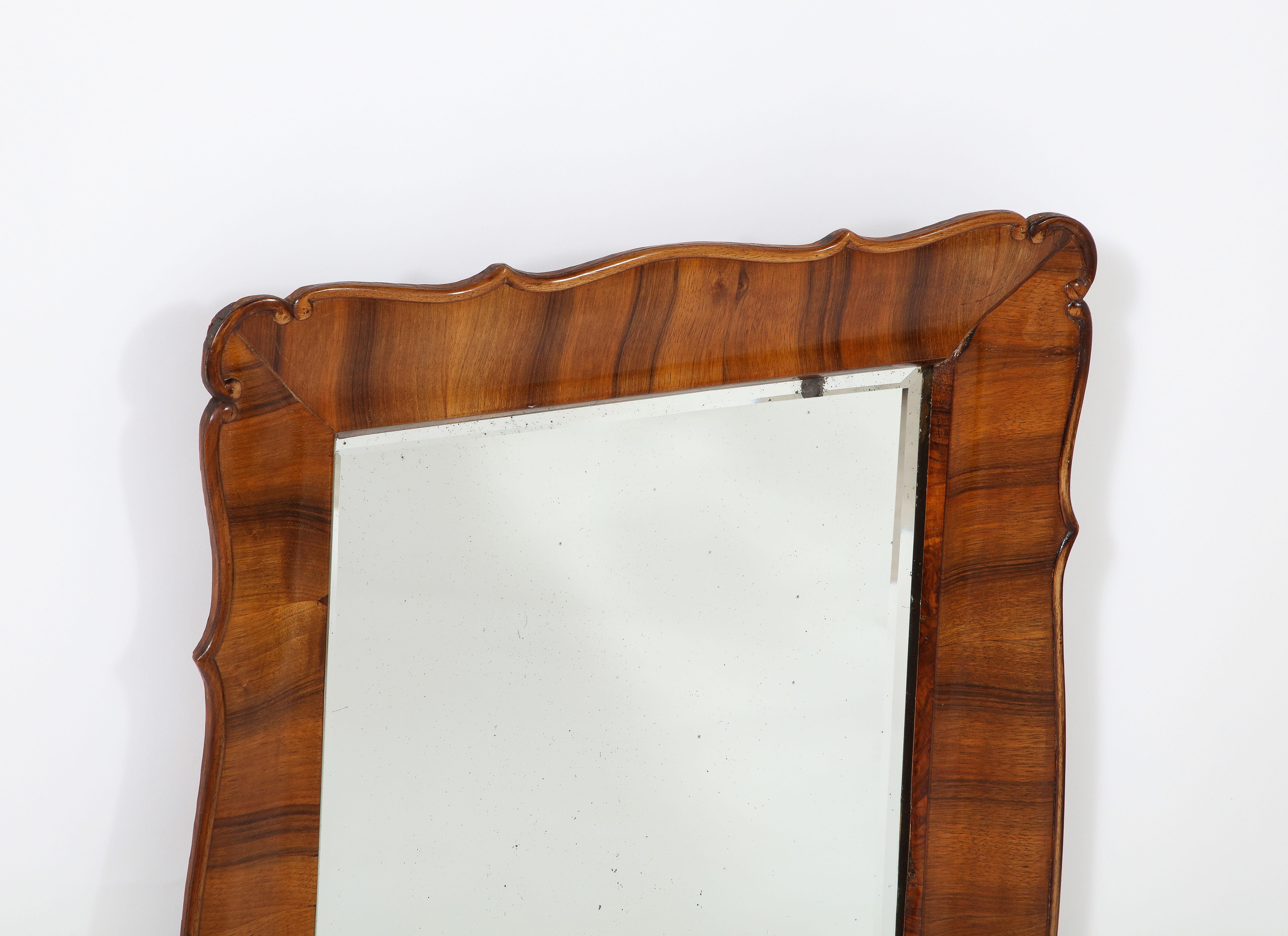 Austrian Biedermeier Walnut Hand-Carved Mirror, circa 1840 For Sale 4