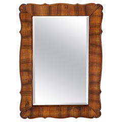 Antique Austrian Biedermeier Walnut Hand-Carved Mirror, circa 1840