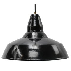 Austrian Black Enamel Vintage Industrial Pendant Light