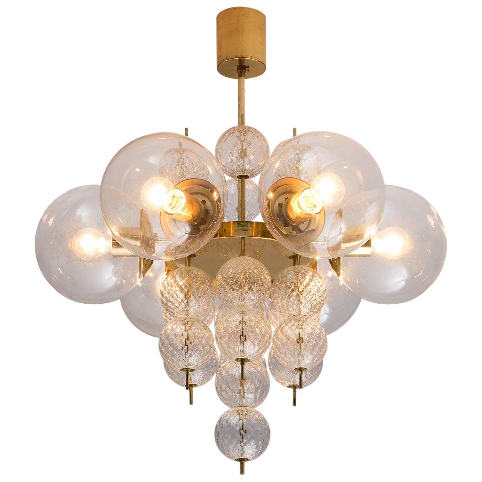 Austrian Brass and Glass Chandelier, circa 1960