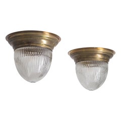 Austrian Brass and Glass Flush Mounts, circa 1920