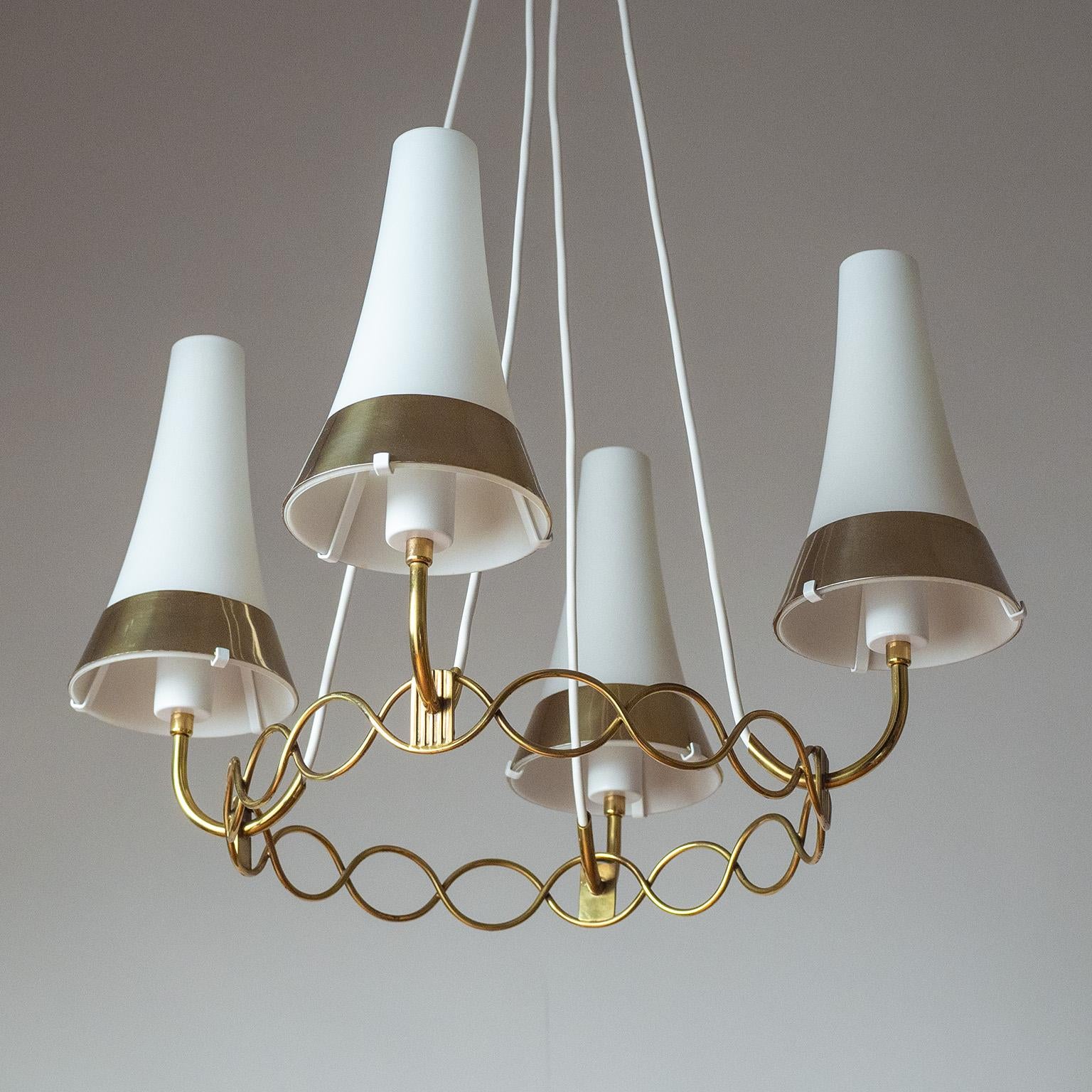 Mid-20th Century Austrian Brass And Glass Suspension Light, circa 1960 For Sale
