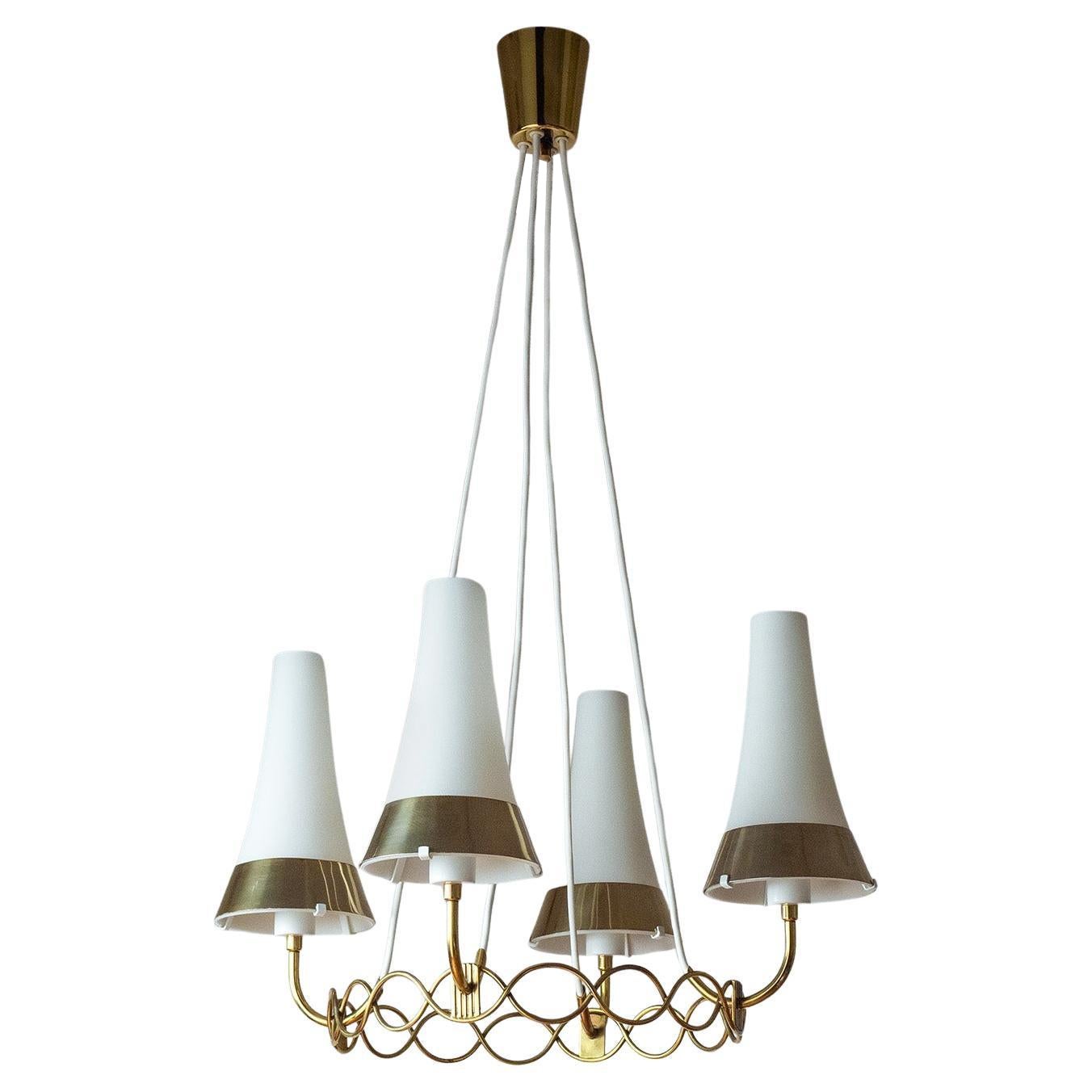 Suspension autrichienne en laiton et verre, vers 1960