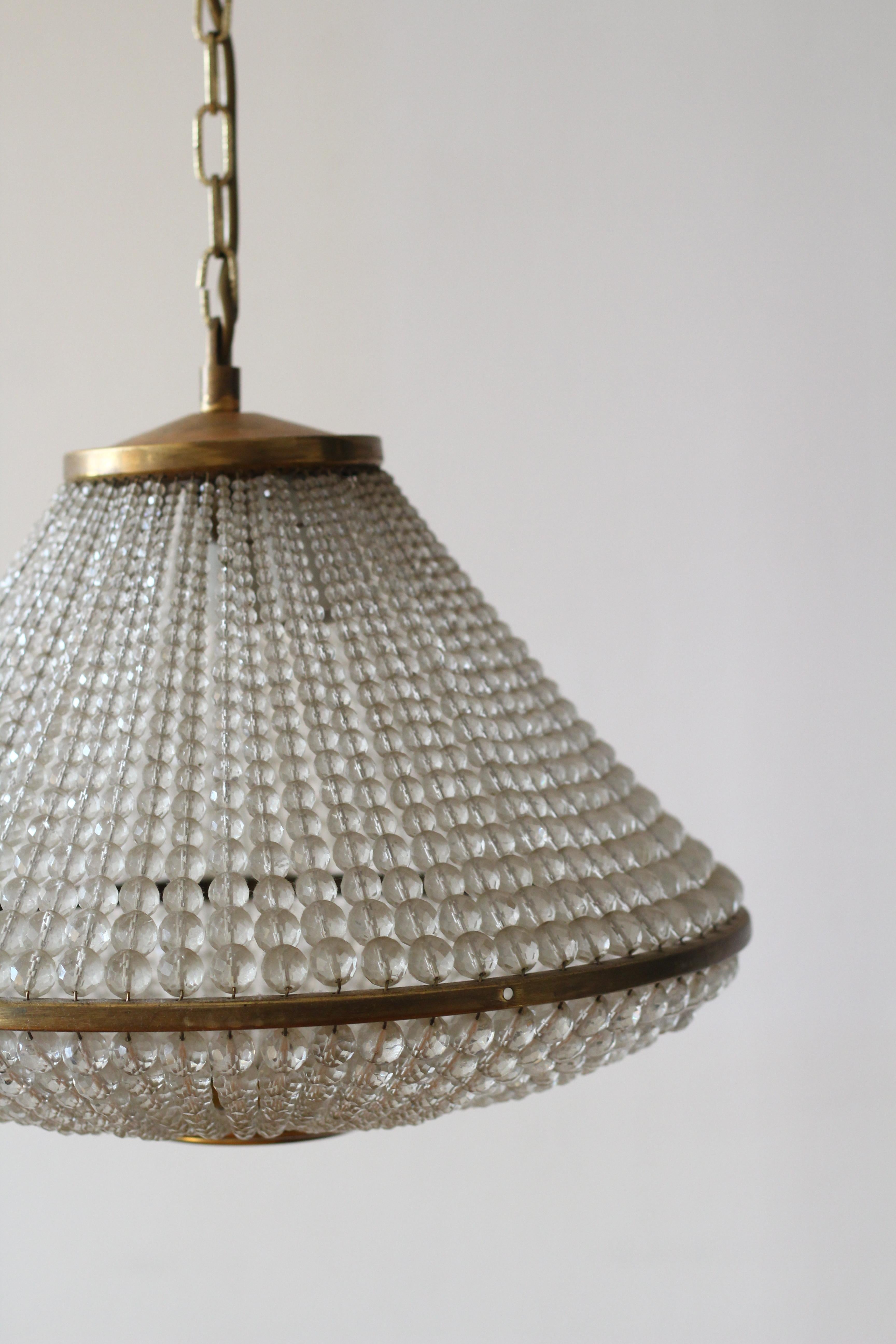Austrian Brass and Lucite Pearls Chandelier 1950s For Sale 1