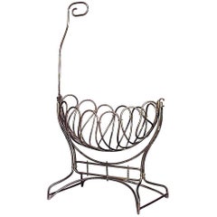 Culla in ottone austriaco in legno curvato