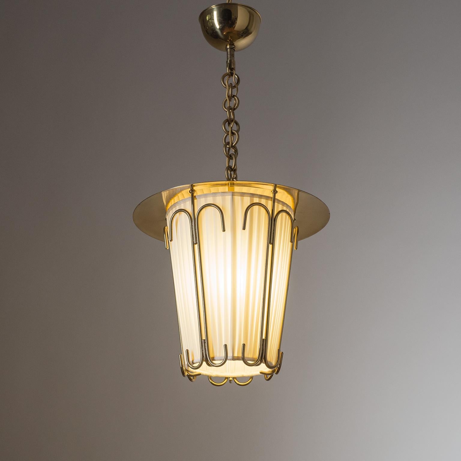 Mid-Century Modern Austrian Brass Ceiling Light, 1940s, J.T. Kalmar