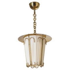 Vintage Austrian Brass Ceiling Light, 1940s, J.T. Kalmar