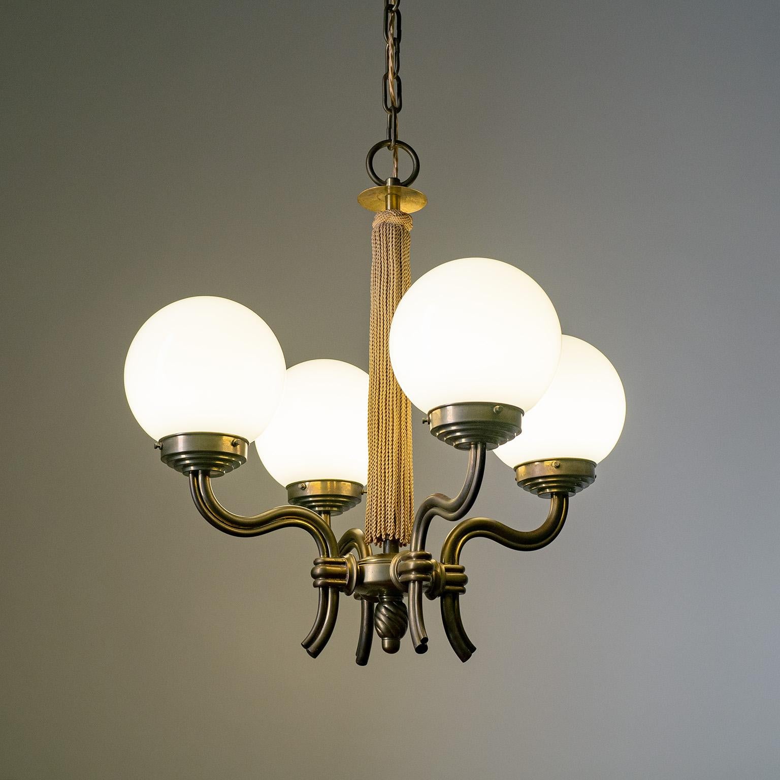 Austrian Brass Chandelier, 1930s 6