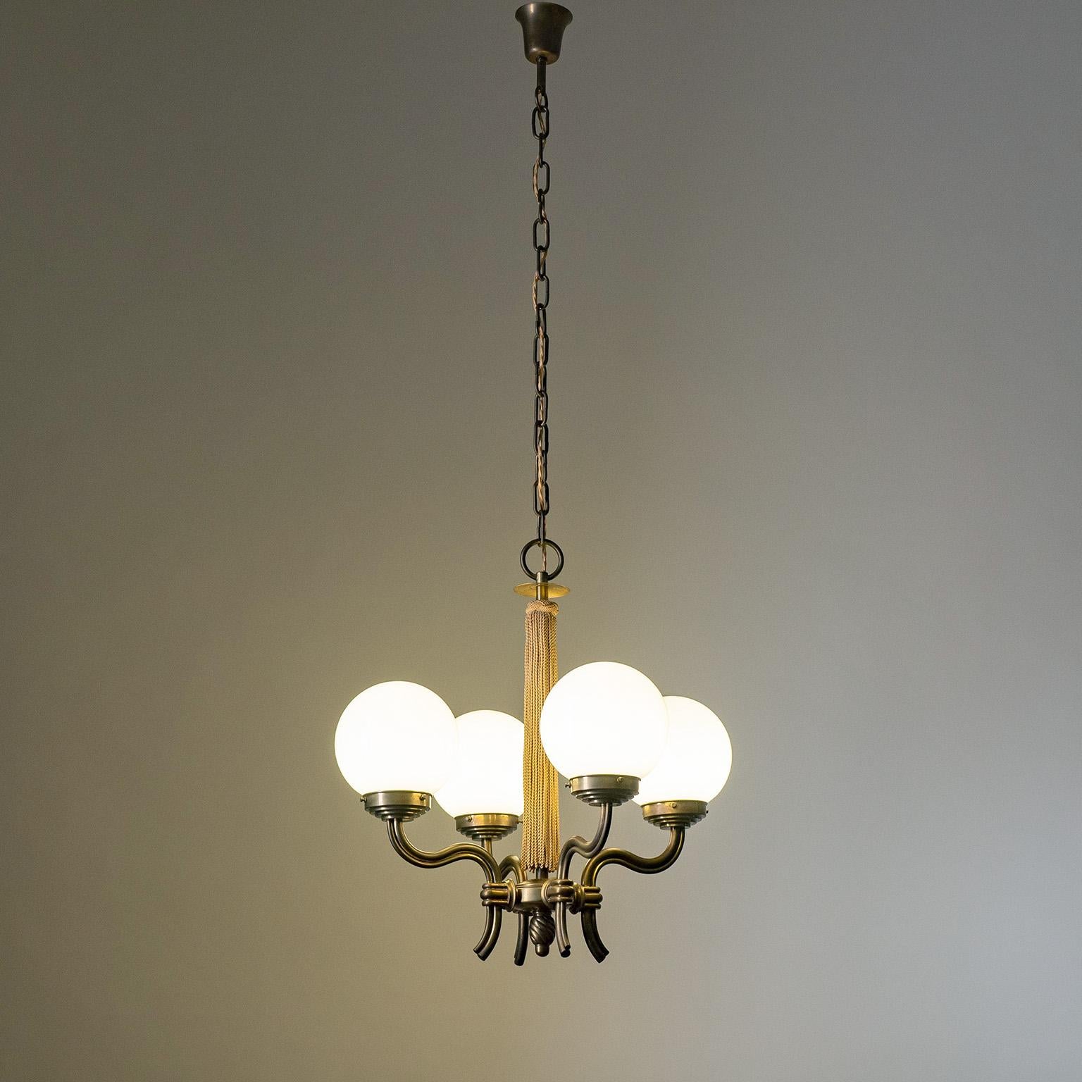 Austrian Brass Chandelier, 1930s 7