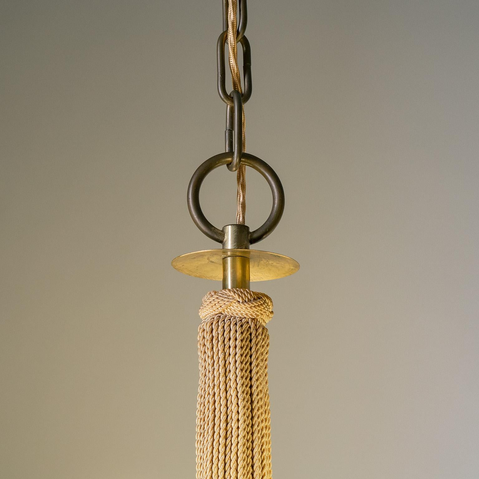 Fabric Austrian Brass Chandelier, 1930s