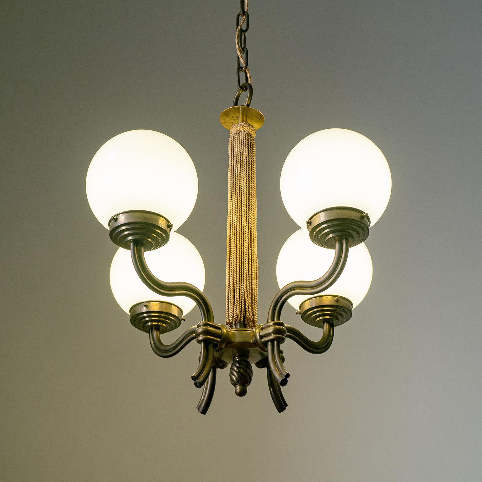 Austrian Brass Chandelier, 1930s 3