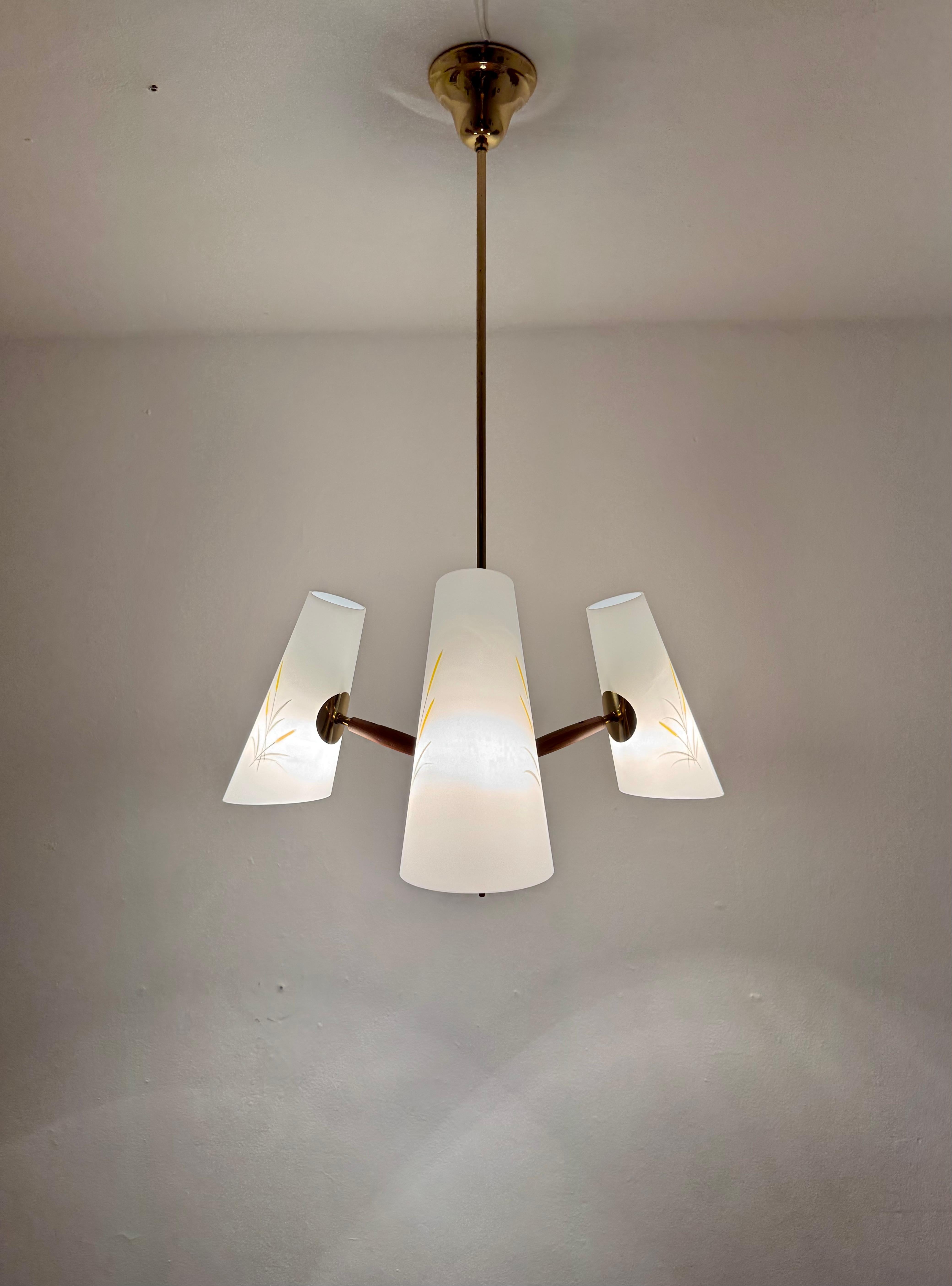 Lampadario austriaco in ottone di Rupert Nikoll in vendita 4