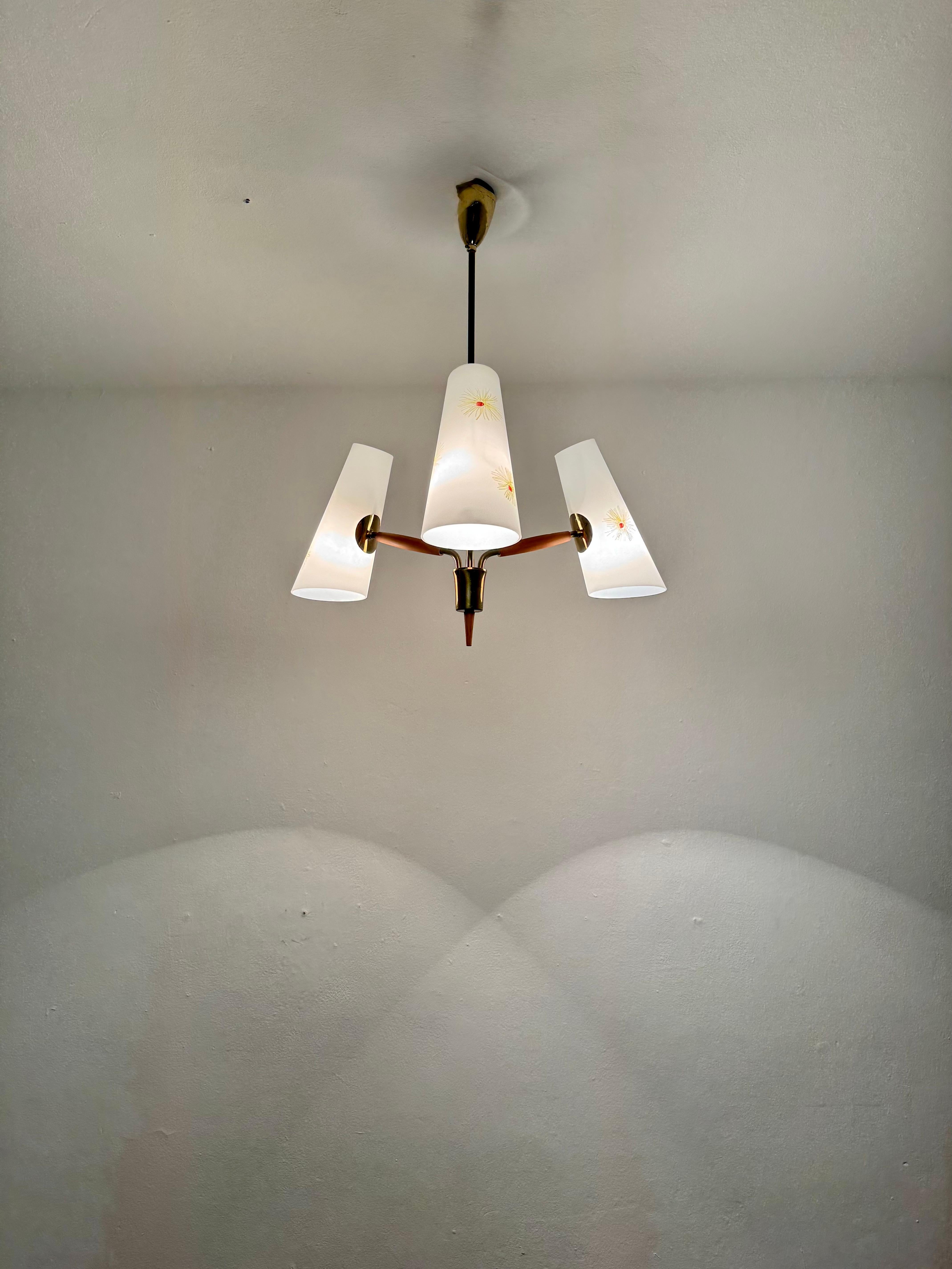 Lampadario austriaco in ottone di Rupert Nikoll in vendita 4