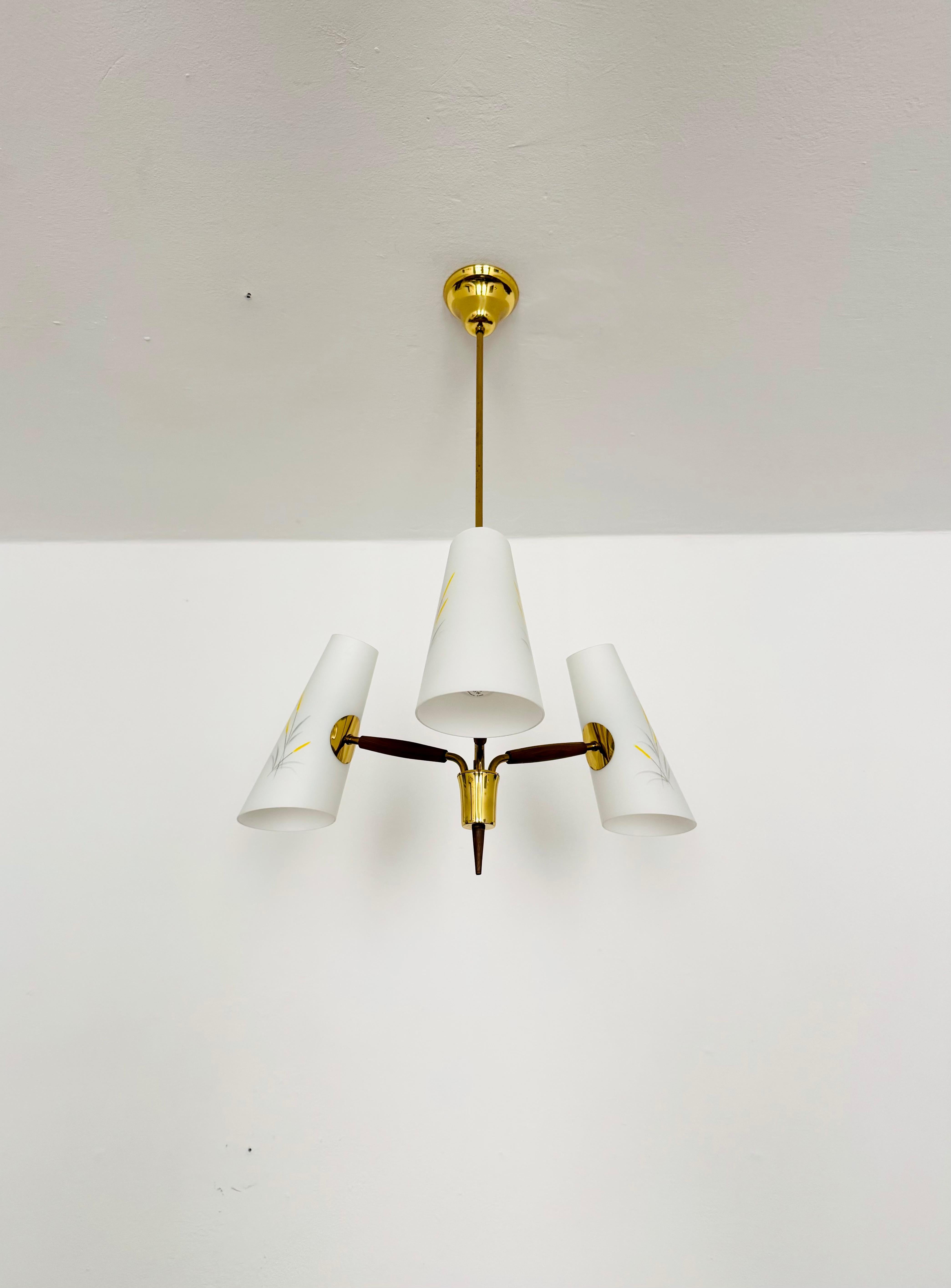 Austriaco Lampadario austriaco in ottone di Rupert Nikoll in vendita