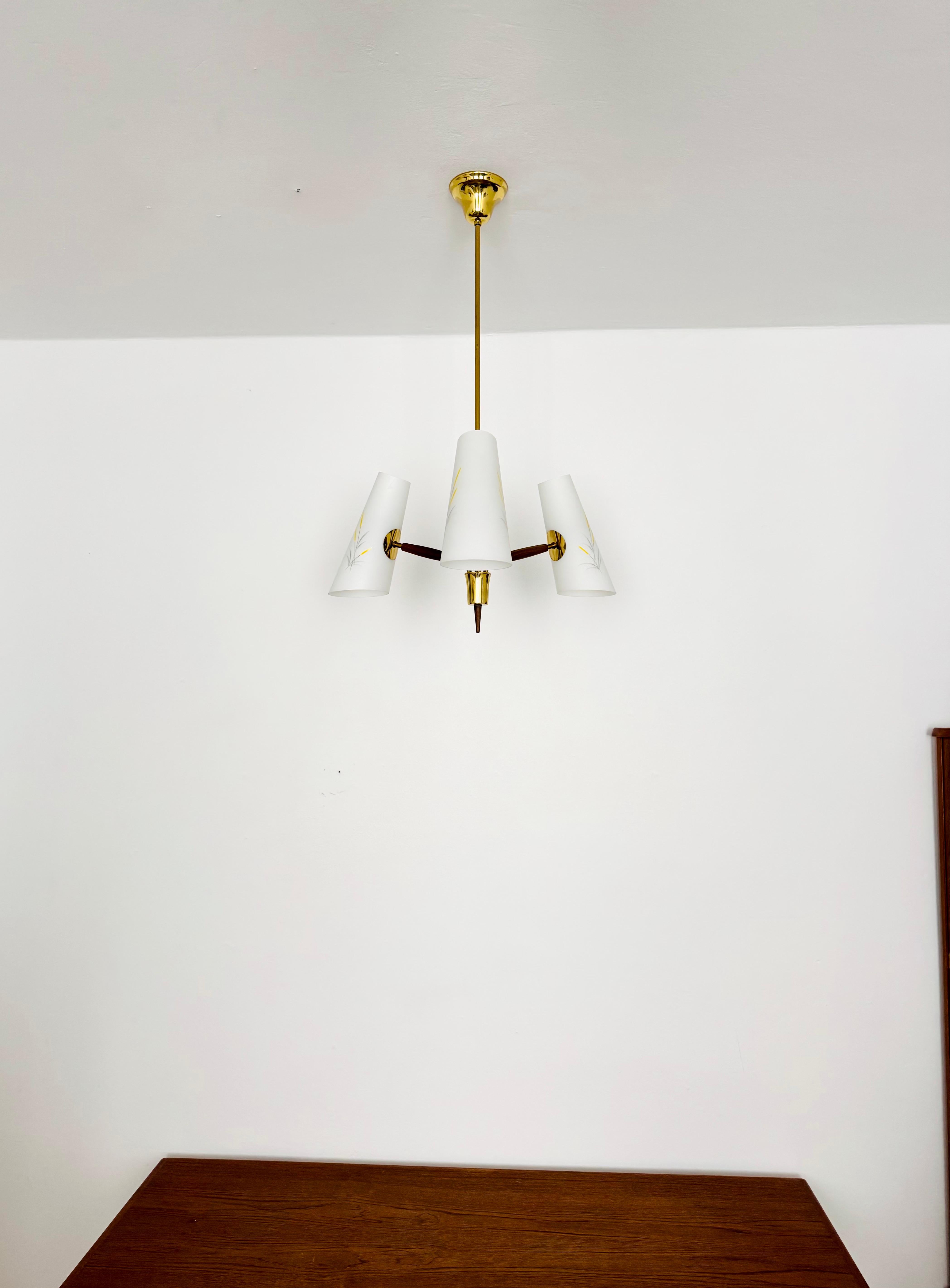 Metà XX secolo Lampadario austriaco in ottone di Rupert Nikoll in vendita