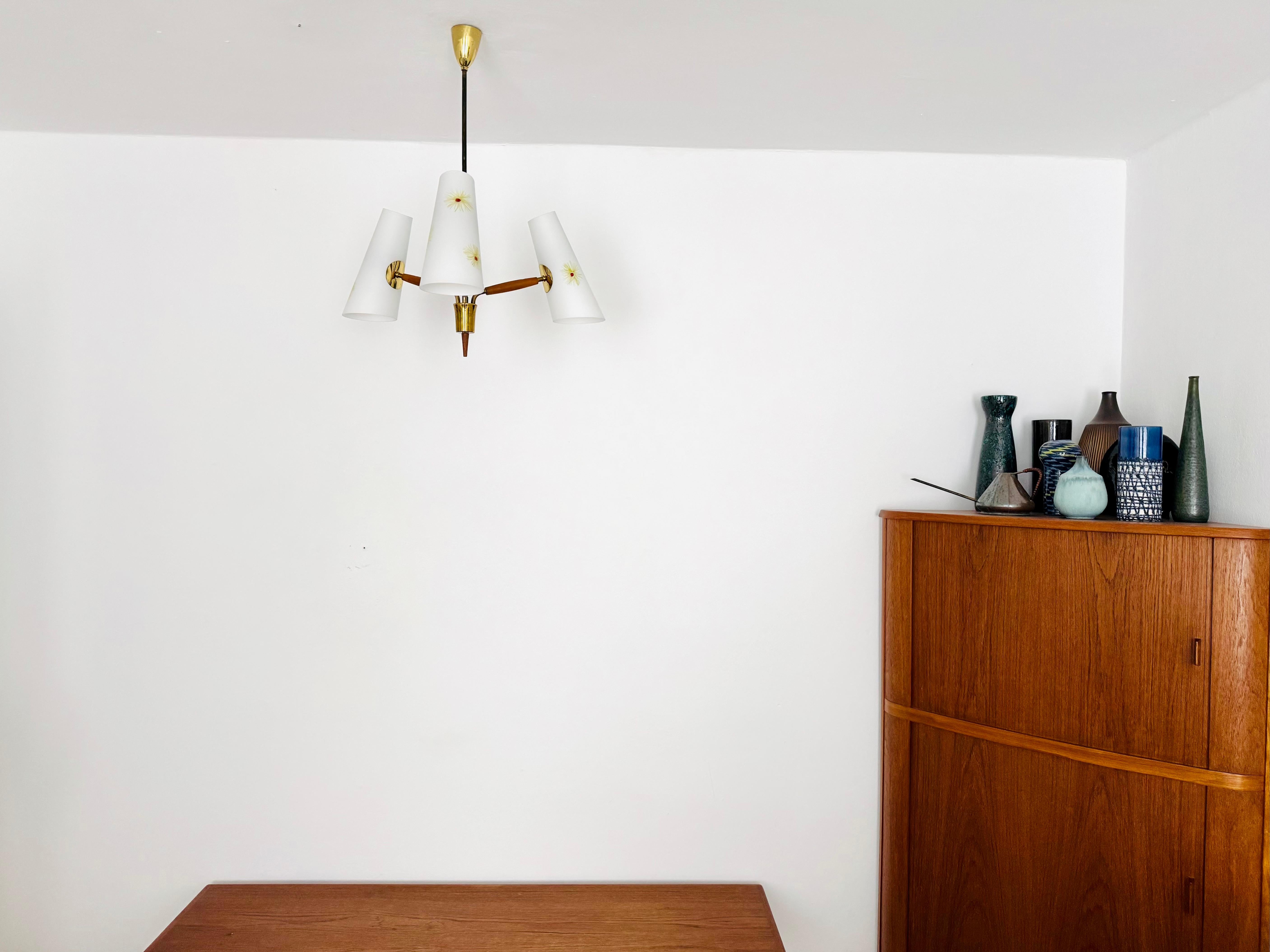 Metà XX secolo Lampadario austriaco in ottone di Rupert Nikoll in vendita