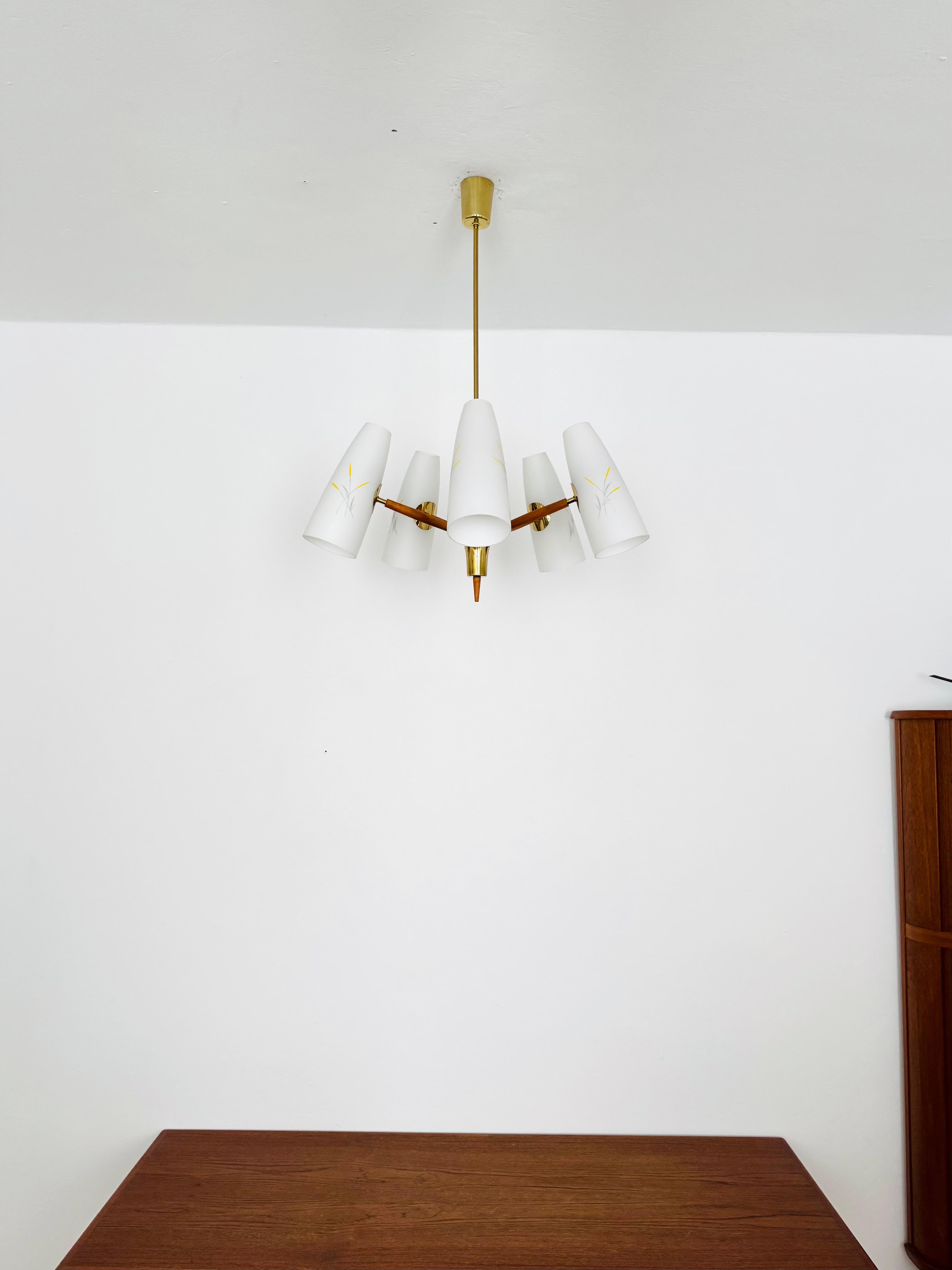 Metà XX secolo Austrian Brass Chandelier by Rupert Nikoll in vendita