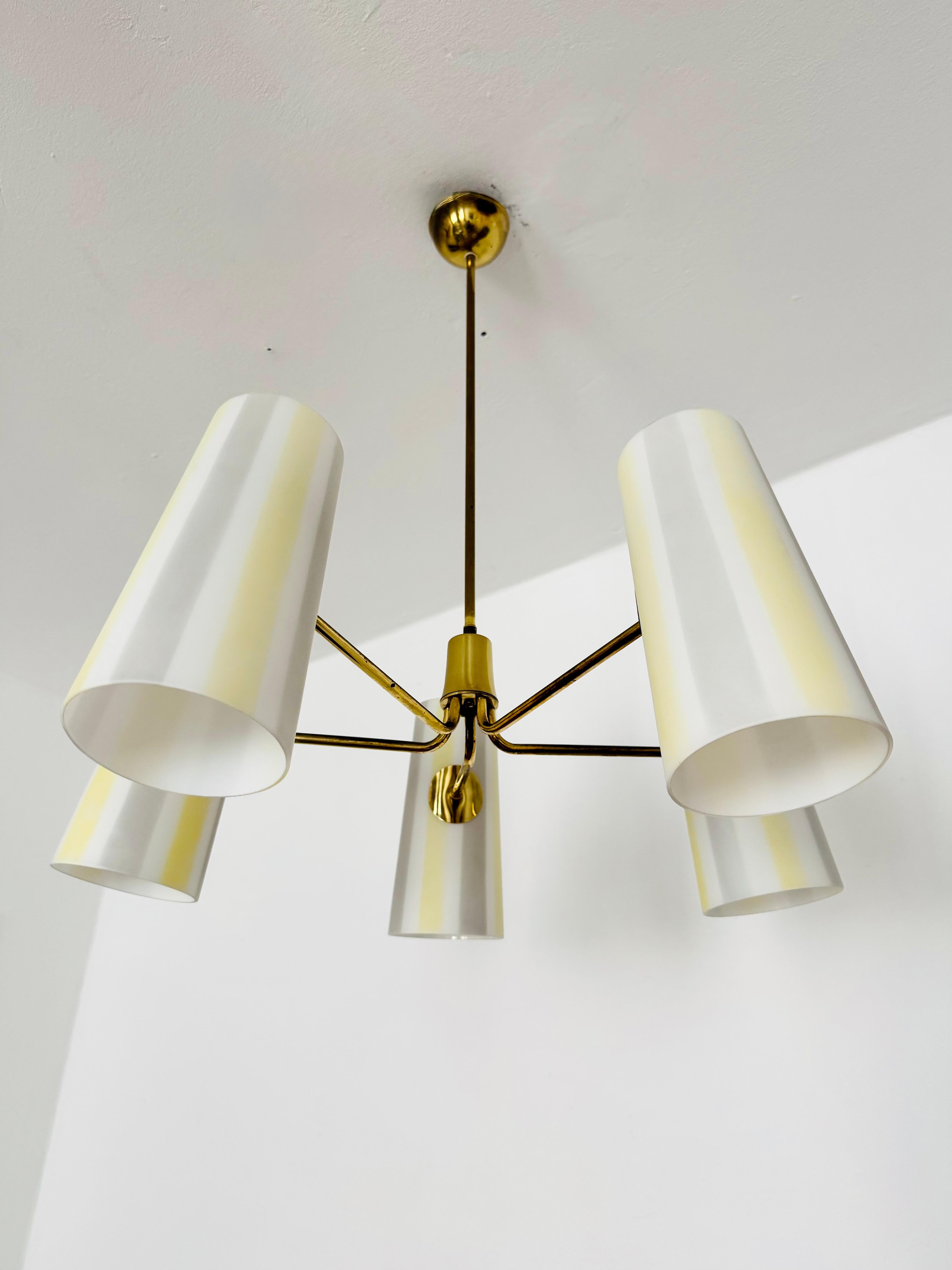 Metà XX secolo Austrian Brass Chandelier by Rupert Nikoll in vendita