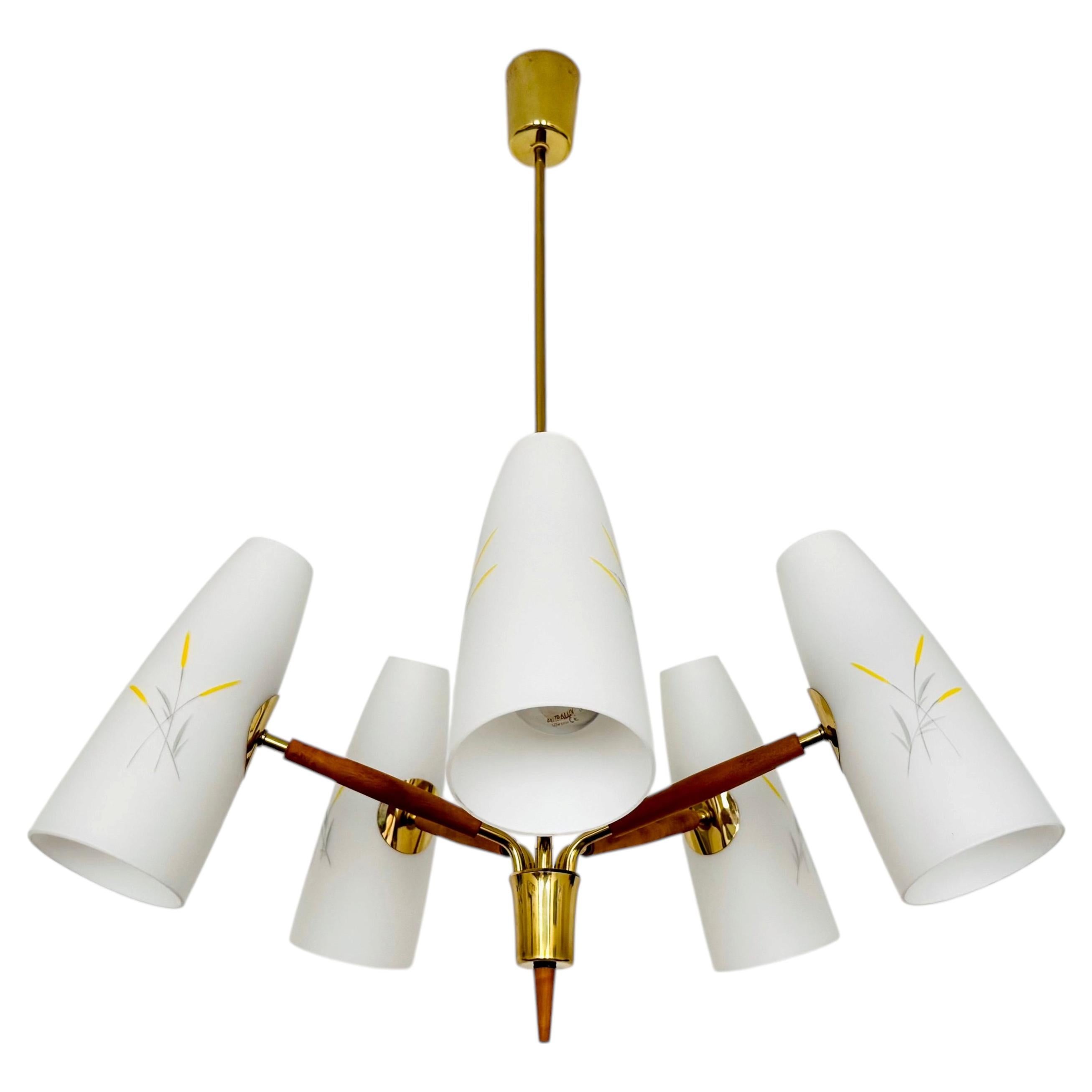 Austrian Brass Chandelier by Rupert Nikoll For Sale