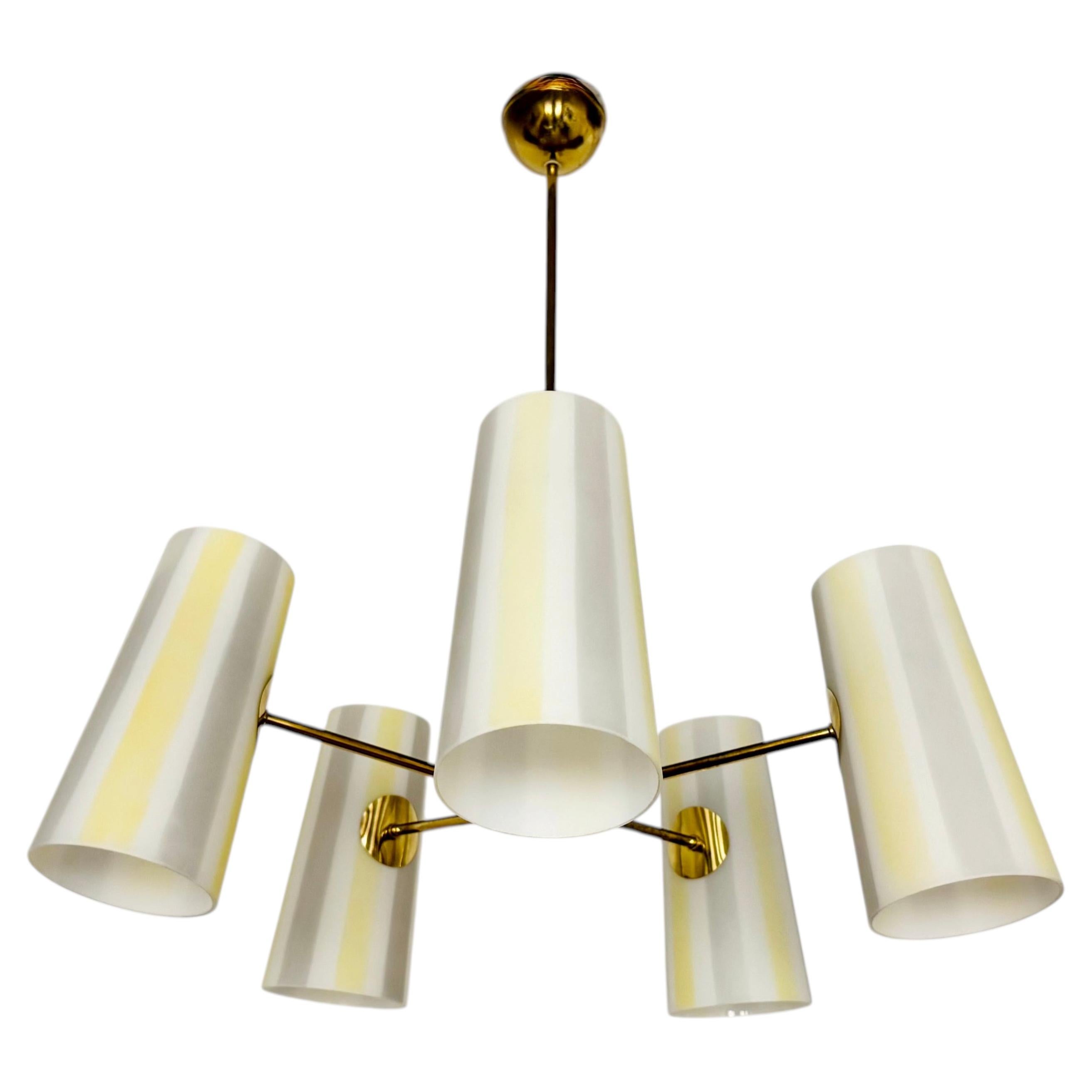 Austrian Brass Chandelier by Rupert Nikoll For Sale