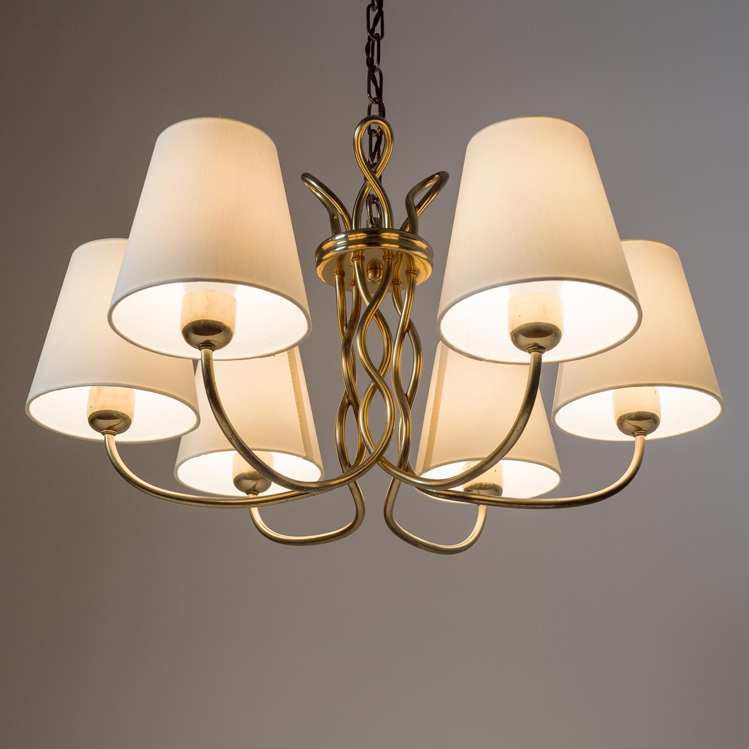 Austrian Brass Chandelier, circa 1930, Josef Frank for J.T. Kalmar In Good Condition In Vienna, AT