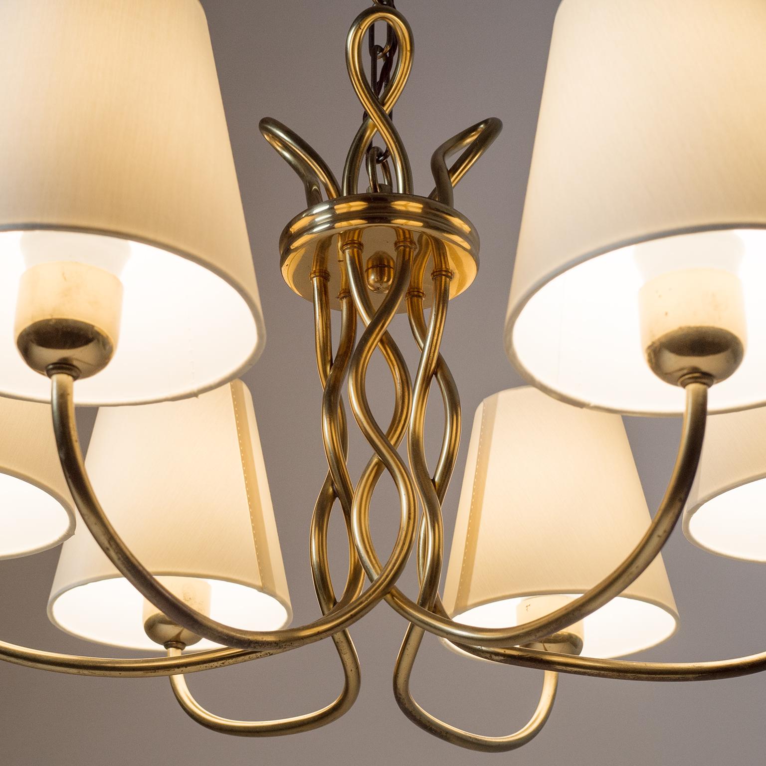 Mid-20th Century Austrian Brass Chandelier, circa 1930, Josef Frank for J.T. Kalmar