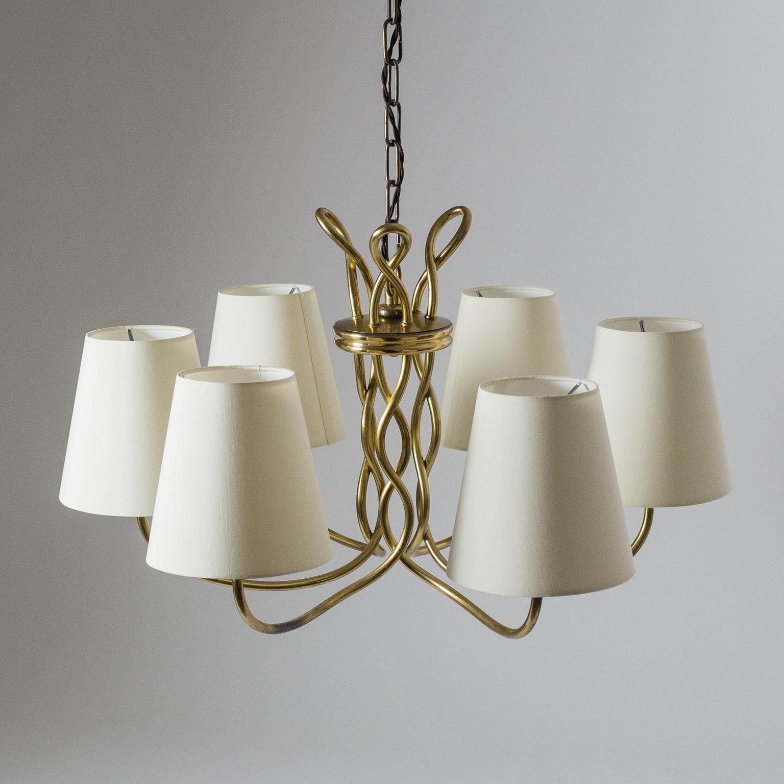 Austrian Brass Chandelier, circa 1930, Josef Frank for J.T. Kalmar 1