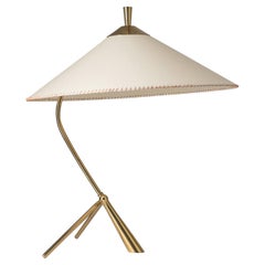 Austrian Brass Table Lamp, 1950s, Parchment Shade